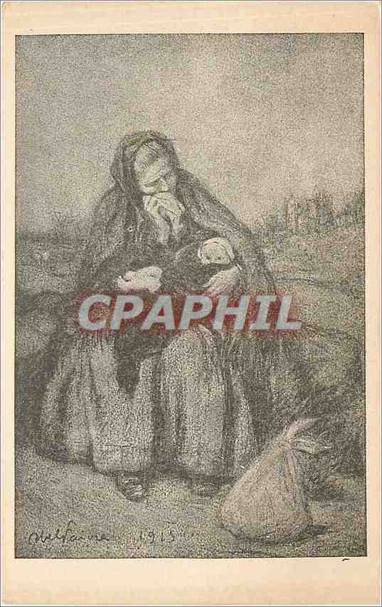 CPA Femme Secours National Militaria