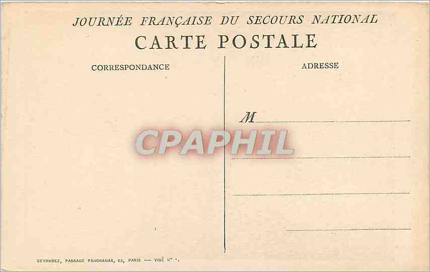 CPA Femme Secours National Militaria — Rückseite