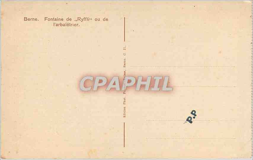 CPA Berne Fontaine de Ryffli ou de l'arbaletrier  — Rückseite
