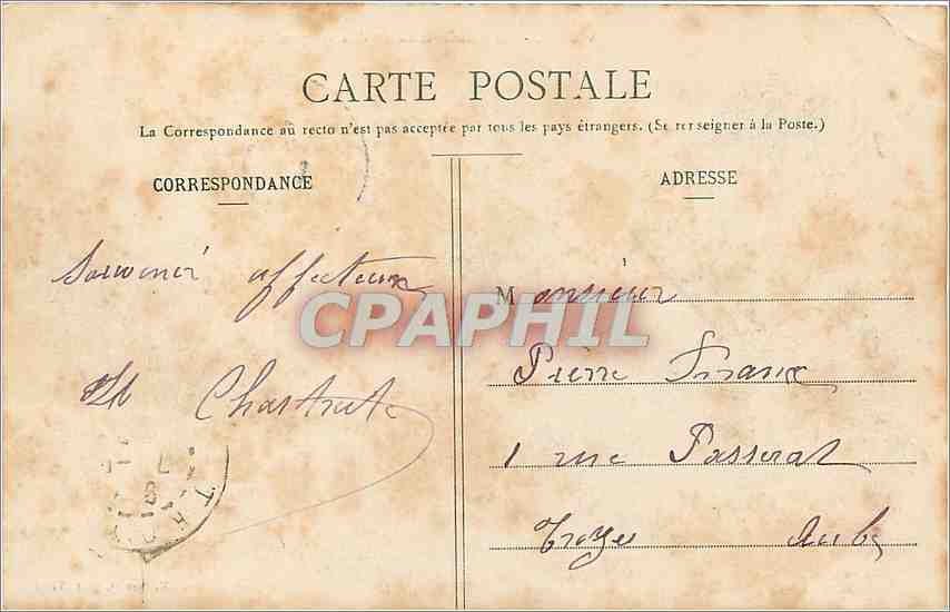 CPA Vittel Les Galeries et Salons de correspondance  — Verso