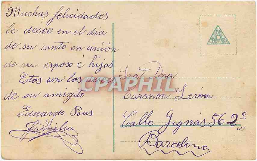 CPA Femme — Verso