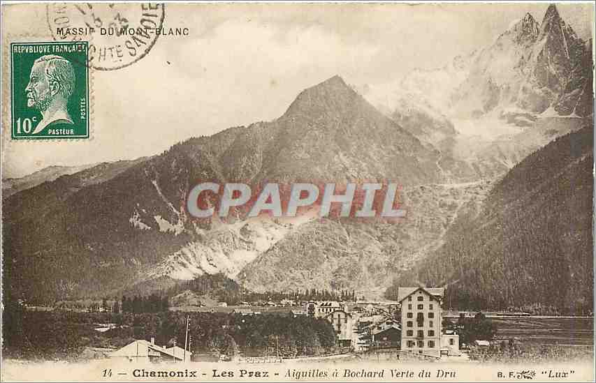 CPA Chamonix Les Praz Aiguilles a Bochard Verte du Dru 