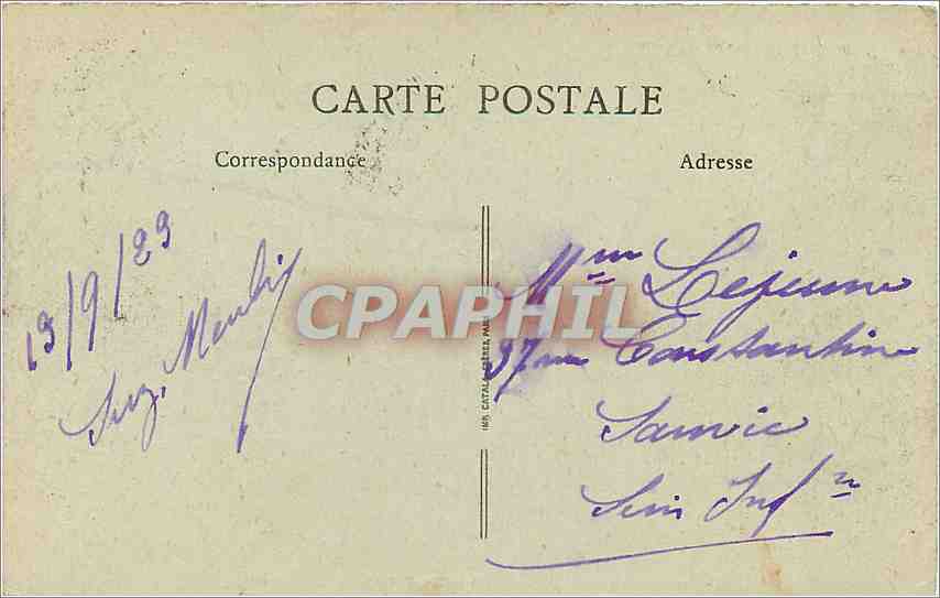 CPA Chamonix Les Praz Aiguilles a Bochard Verte du Dru  — Verso