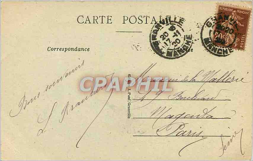 Granville — Le Port — Éditeur J. Puet Granville, n° 16 — Rückseite