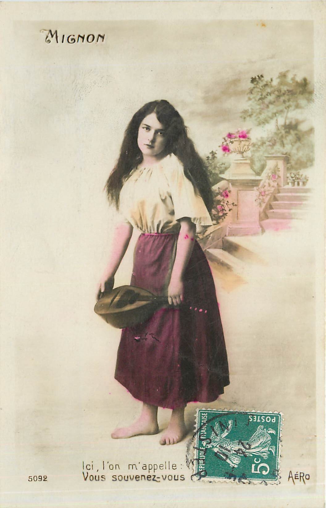 Mignon — jeune fille tenant un panier — éditeur Mignon, n° 5092