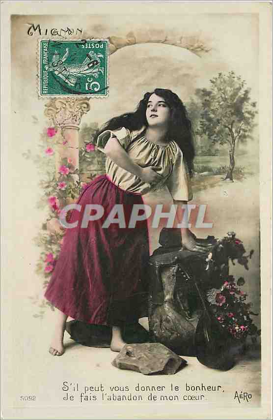 Frau in rotem Kleid — Aufgabe des Herzens — Verlag Migdon, Nr. 5952