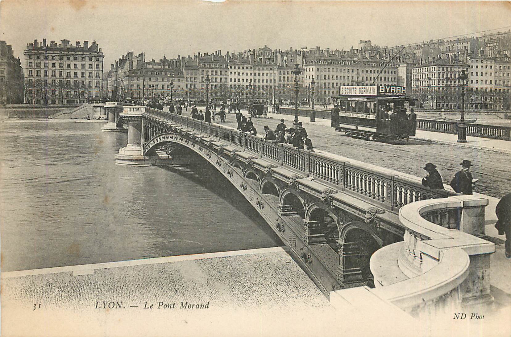 CPA Lyon Le Pont Morand Tramway Byrrh