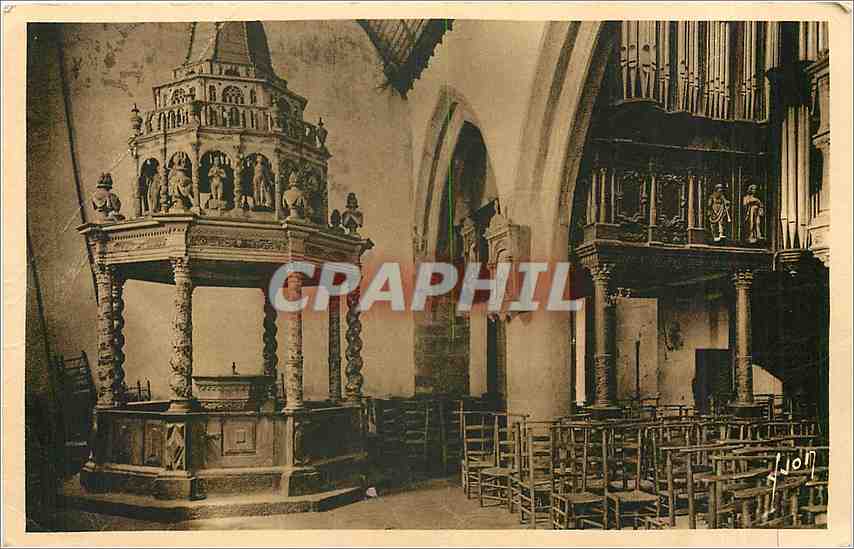 CPA Lampaul Finistere Le baptistere et les orgues 