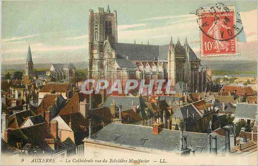 Auxerre — La Cathédrale vue du Belvédère Manificier — LL.