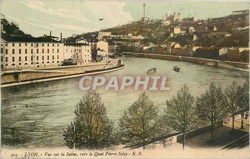 CPA Lyon Vue sur la Saone vers le Quai Pierre Seize 