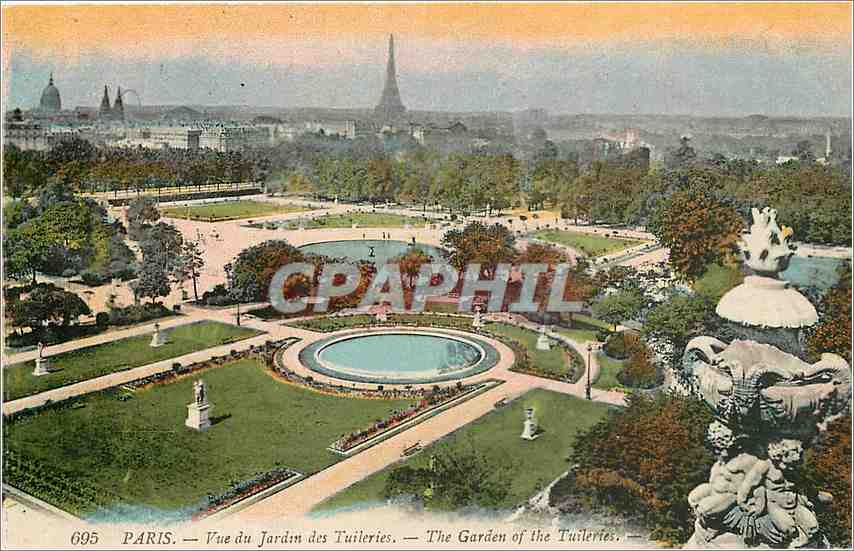 CPA Paris Vue du Jardin des Tuilleries Tour Eiffel