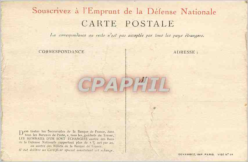 CPA Pour la France Versez Votre or  — Verso