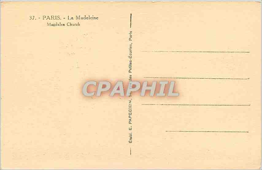 CPA Paris La Madeleine  — Rückseite