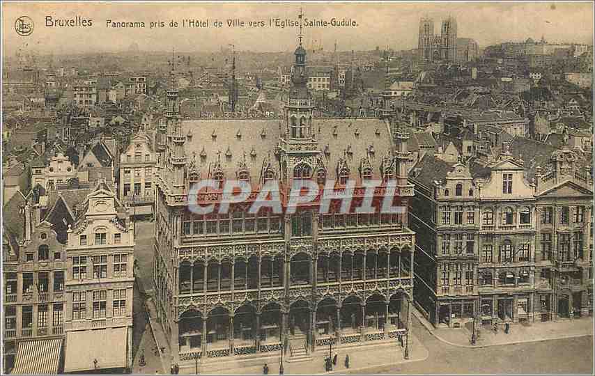 CPA Bruxelles Panorama prise de l'Hotel de Ville vers l'Eglise Sainte Gudule 