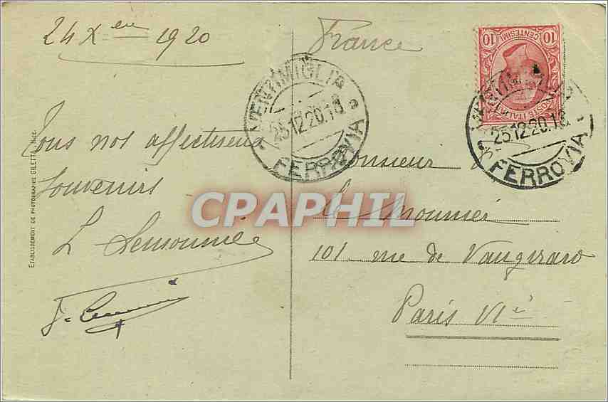 CPA Menton Vue generale et Cap Martin Vue prise de la Frontiere  — Rückseite