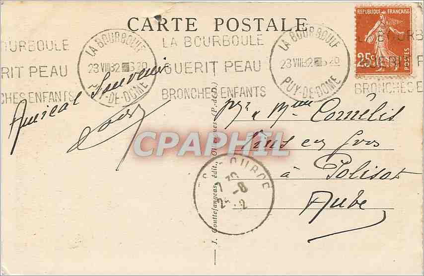 CPA La Bourboule Vue generale prise de Charlannes  — Rückseite