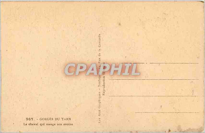 CPA Gorges du Tarn Le cheval mange son avoine  — Rückseite