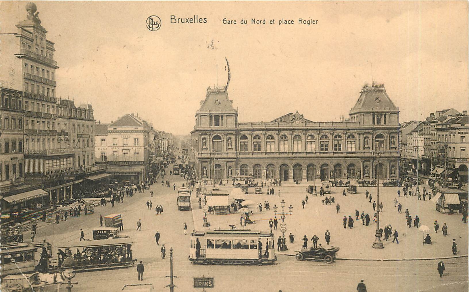CPA Bruxelles Gare du Nord et place Rogier Tramway