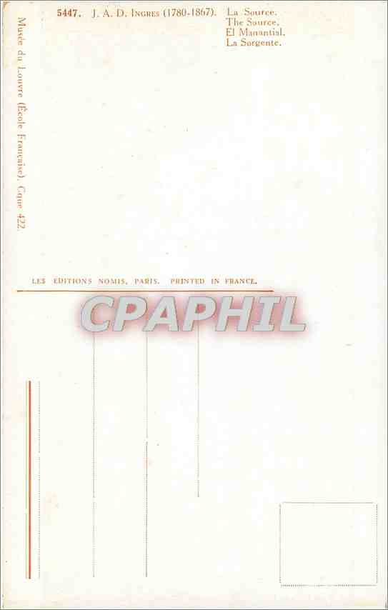 CPA JAD Ingres La Source  — Verso