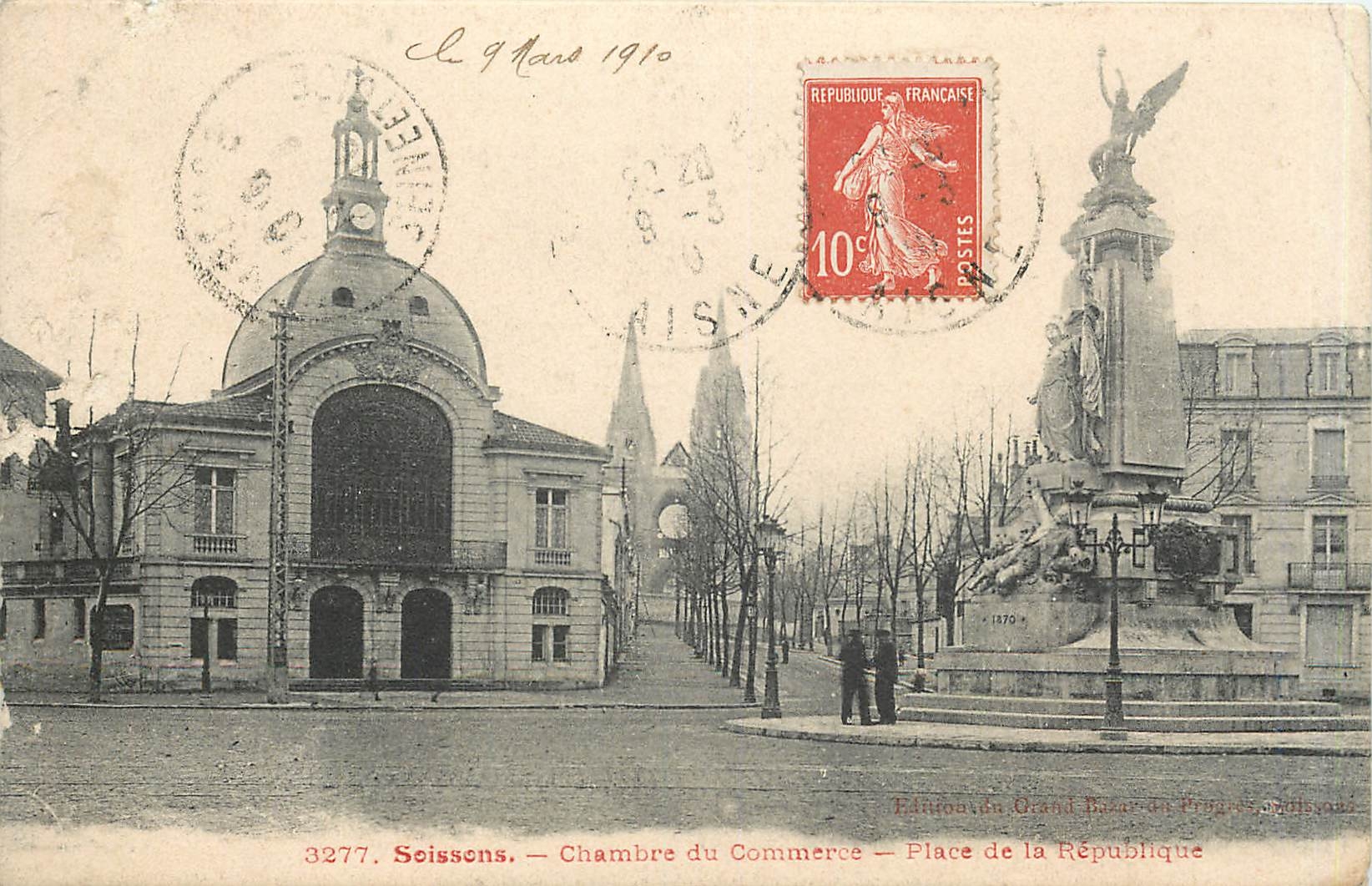 CPA Soissons Chambre de Commerce Place de la Republique 
