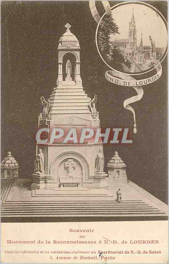 CPA Souvenir du Monument de la Reconnaisance a ND de Lourdes 