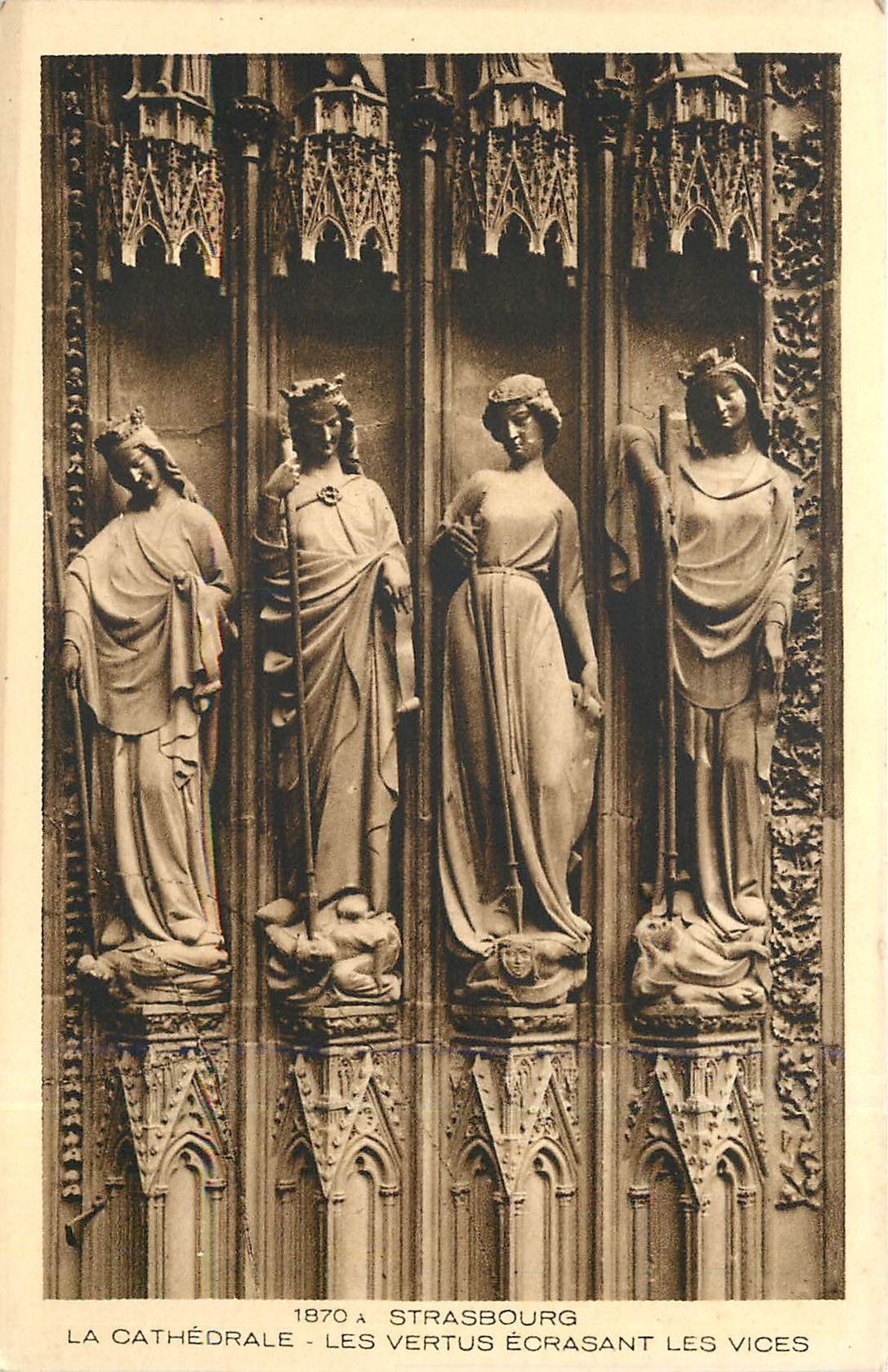 CPA Strasbourg La Cathedrale Les Vertus Ecrasant les vices 