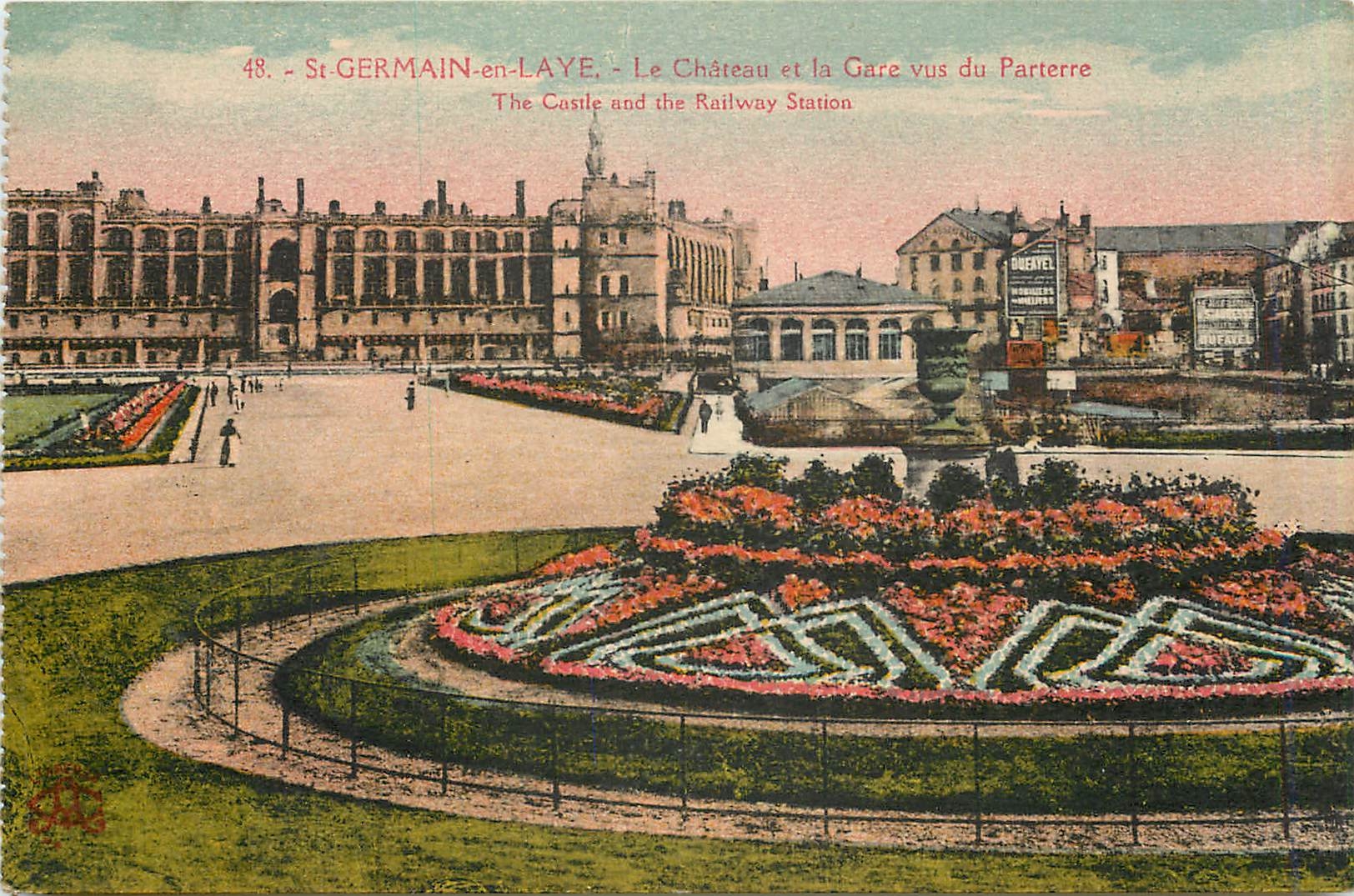 CPA St Germain en Laye Le Chateau et la Gare vus du Parterre 