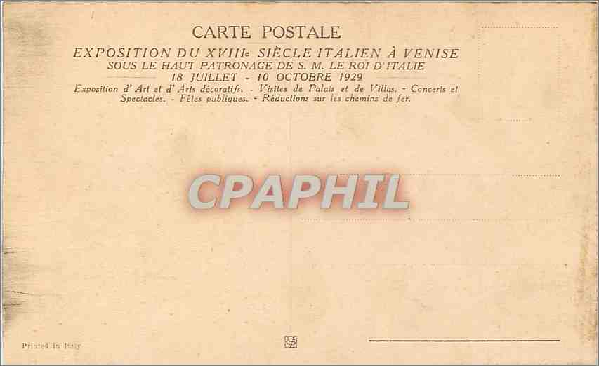 CPA Exposition du XVIII siecle Italien a Venise  — Verso