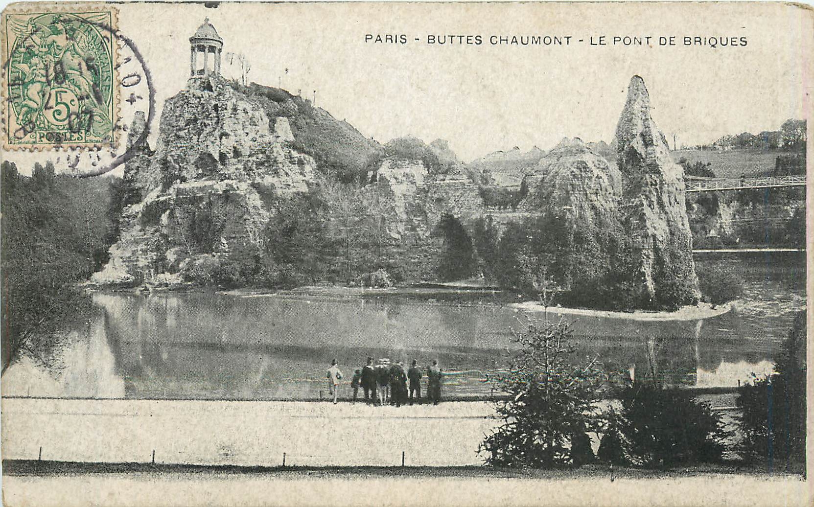 CPA Paris Buttes Chaumont Le Pont de Briques 