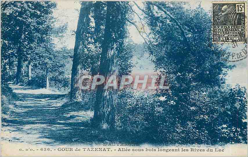 Gour de Tazenat — Allée sous bois longeant les Rives du Lac — J. Gouinfauges, Éd. de D.