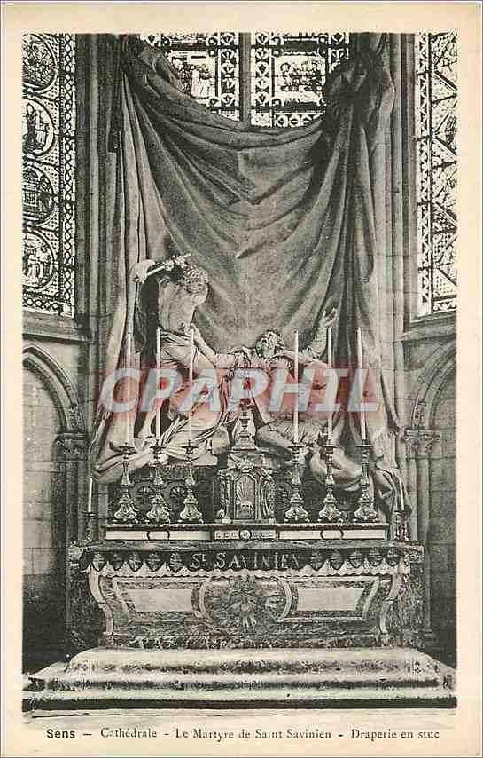 Sens — Cathédrale — Le Martyre de Saint Savinien — Draperie en stuc
