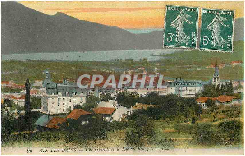 CPA Aix les Bains Vue generale et le Lac du Bourg 