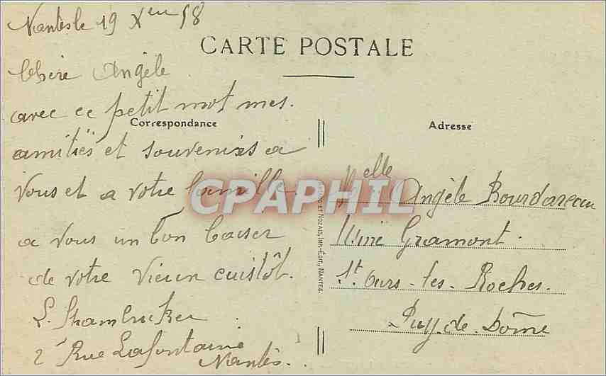 CPA Nantes La Place Royale  — Verso