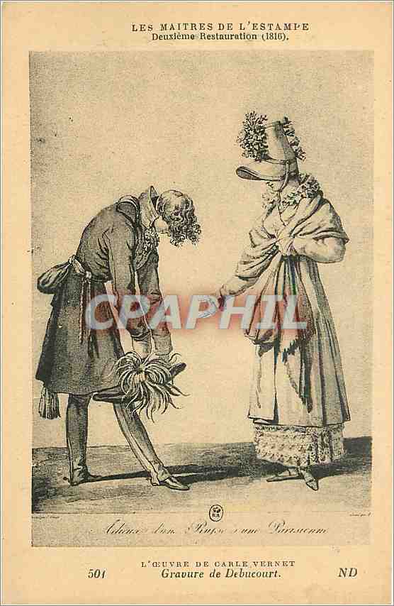CPA L'oeuvre de Carle Vernet Gravure de Debucourt 