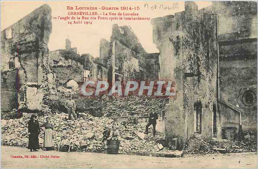 CPA En Lorraine Guerre 1914 15 Gerbeviller La Rue de Lorraine et l'Angle de la Rue des Ponts apres l