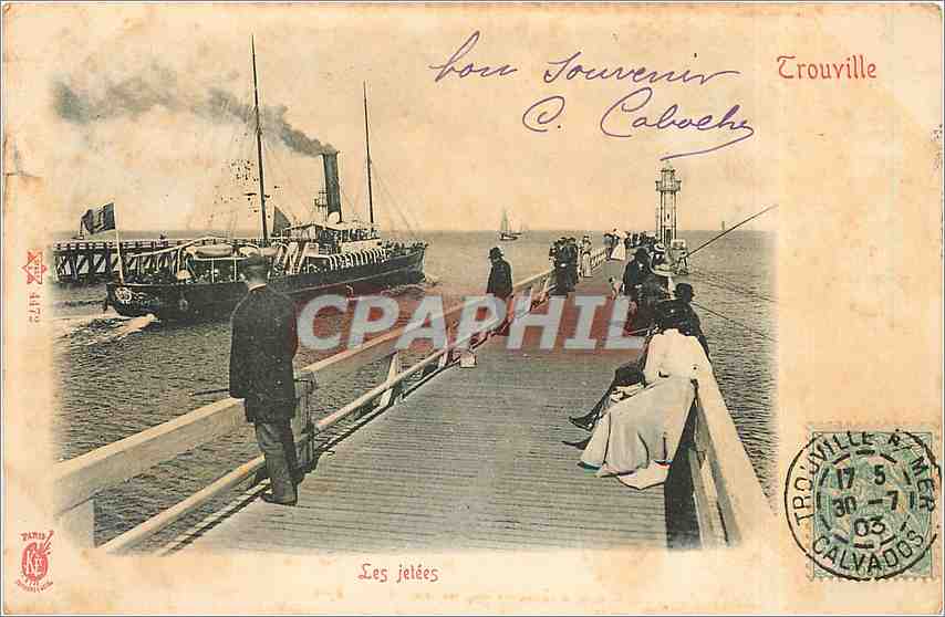 CPA Trouville Les Jetees Bateau Phare