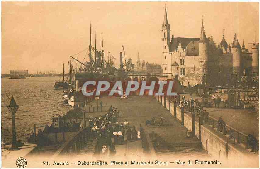 CPA Anvers Debarcadere Place et Musee du Steen Vue du Promenoir Bateau