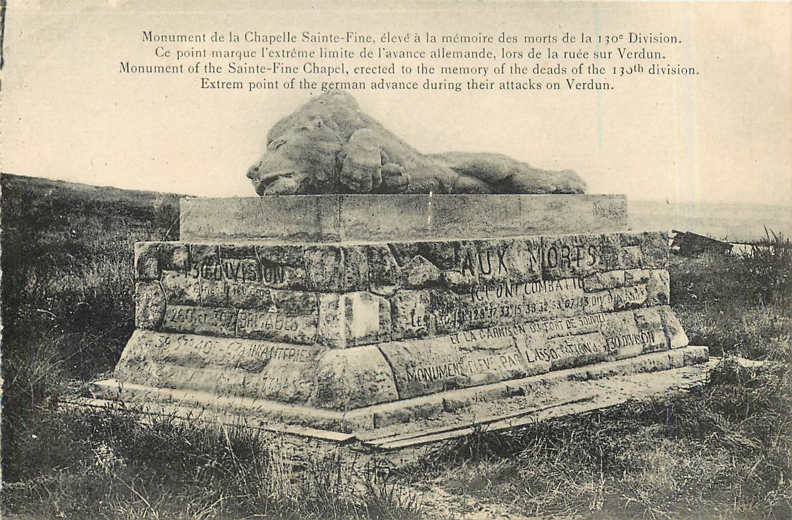 Denkmal der Kapelle Sainte-Fine — 130. Division — Verlag unbekannt