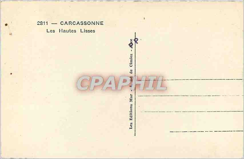 CPA Carcassonne Les Hautes Lisses  — Rückseite