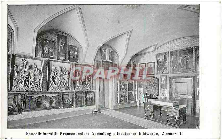 CPA Benediktinerstift Kremsmunster Sammlung altdeutscher Bildwerke Zimmer III 
