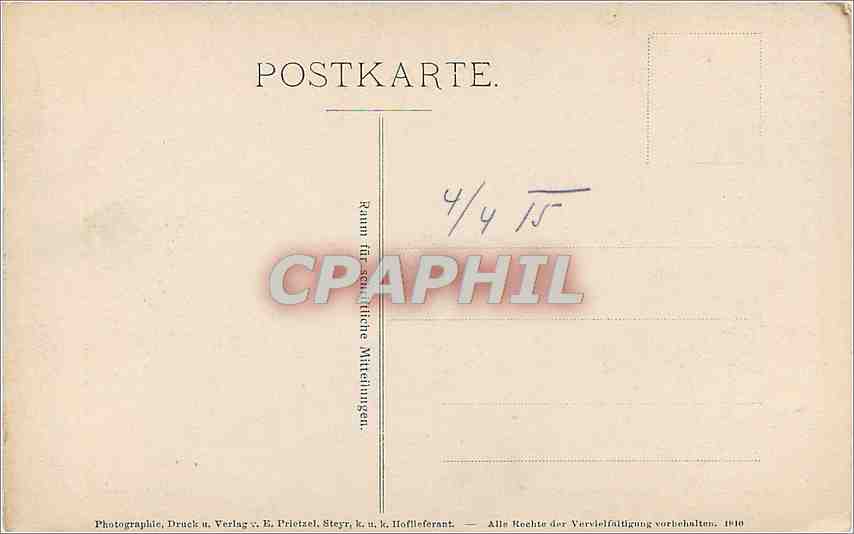CPA Benediktinerstift Kremsmunster Sammlung altdeutscher Bildwerke Zimmer III  — Rückseite