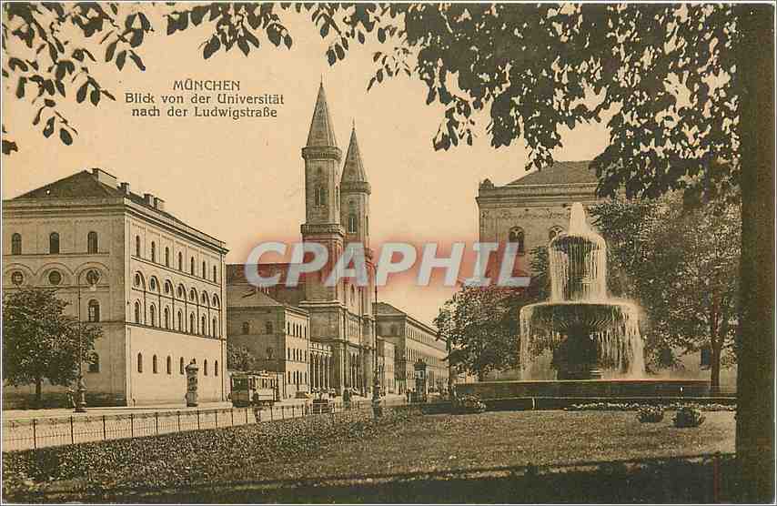 CPA Munchen Blick von der Universitat nach der Ludwigstrasse 
