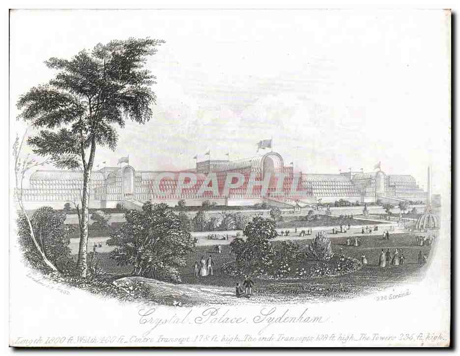 Crystal Palace, Sydenham — vue architecturale — gravure de 1862