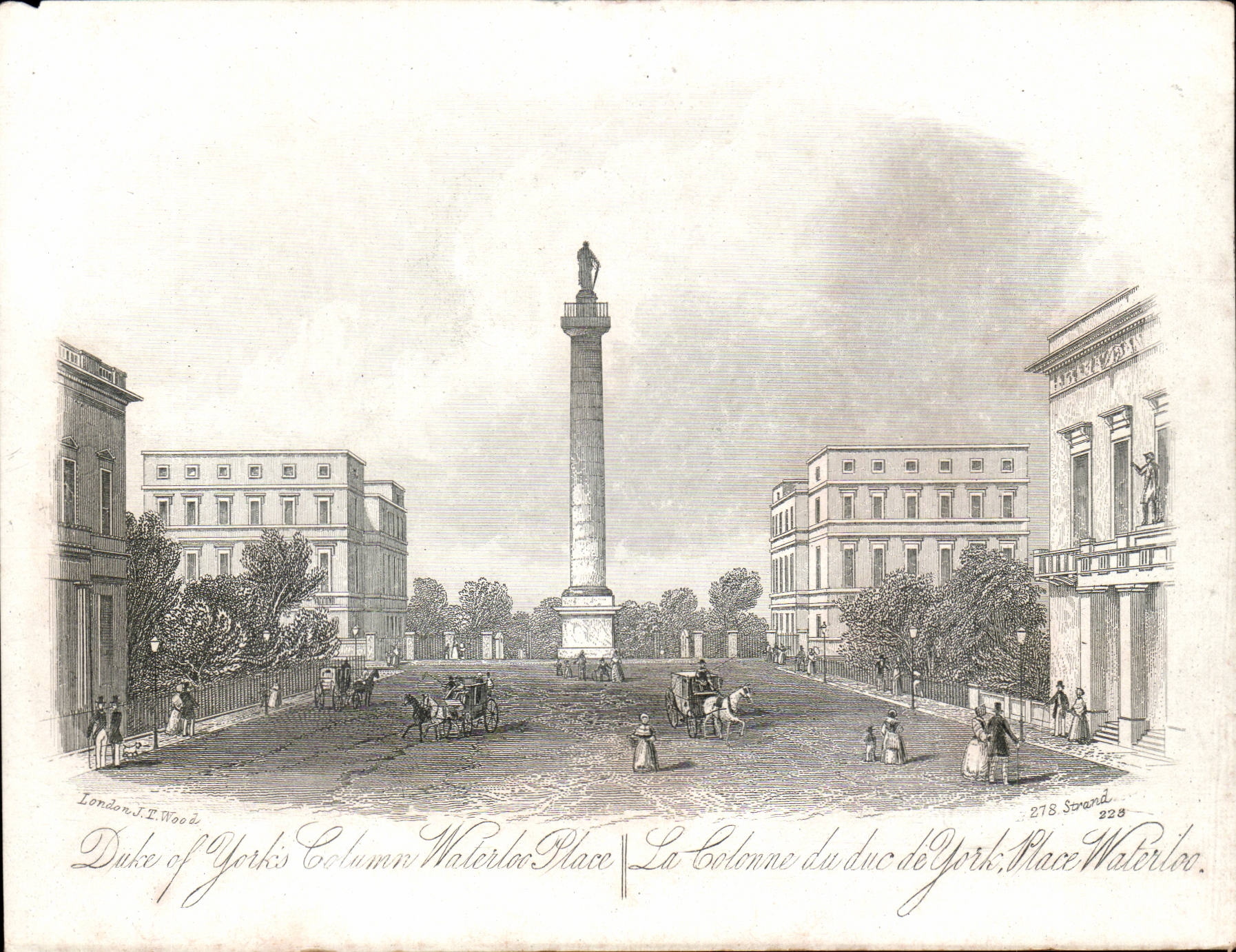 The Duke of York Column, Waterloo Place — engraving by J.E. Wood, published by Sprand, No. 228