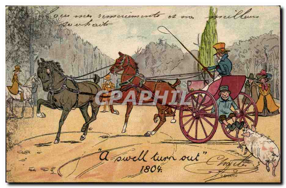 Great Britain Illustrateur A swell turn out 1804 Chevaux cheval cavalier Cochon