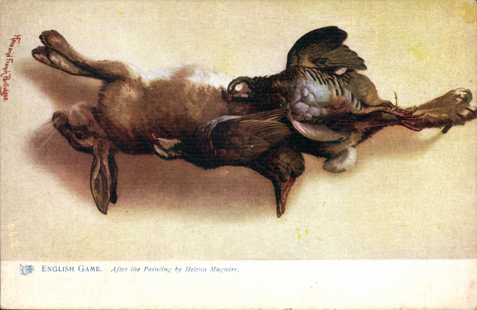 CPA English game After the painting by Helene Maguire Lapin rabbit
