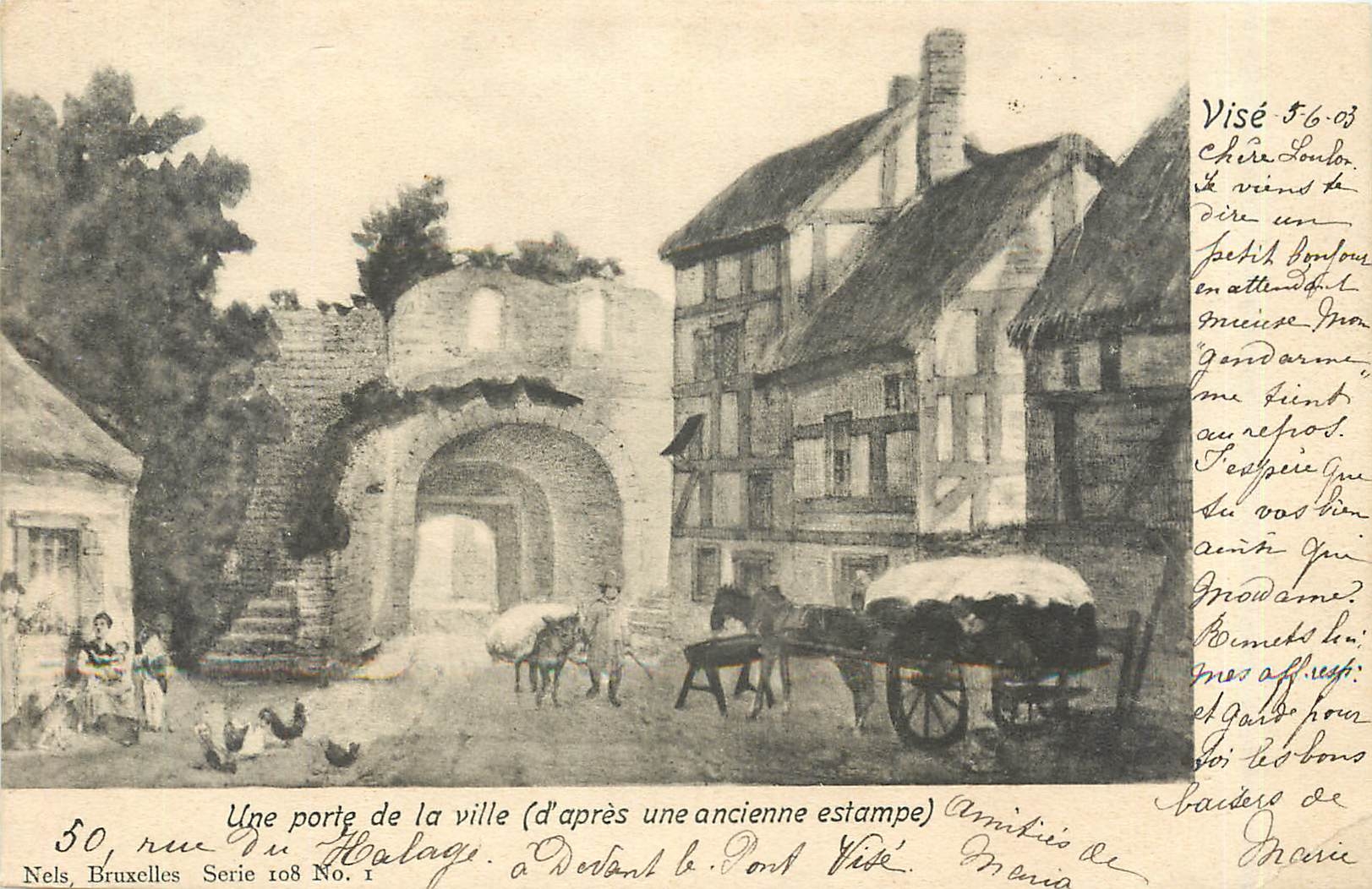 Ein Stadttor (nach einer alten Holzschnitte) — Halage — Nels, Brüssel, Serie 108 Nr. 1