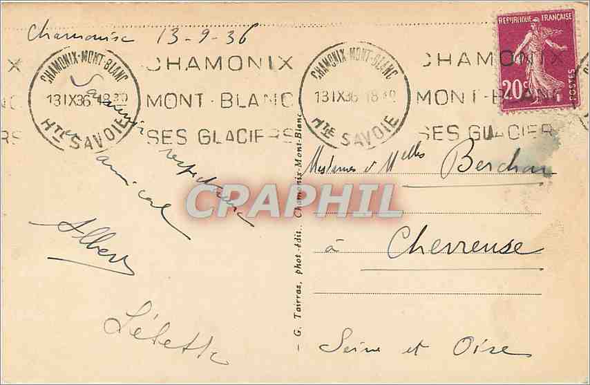 CPA Le Mont-Blanc et L'Arve — Rückseite