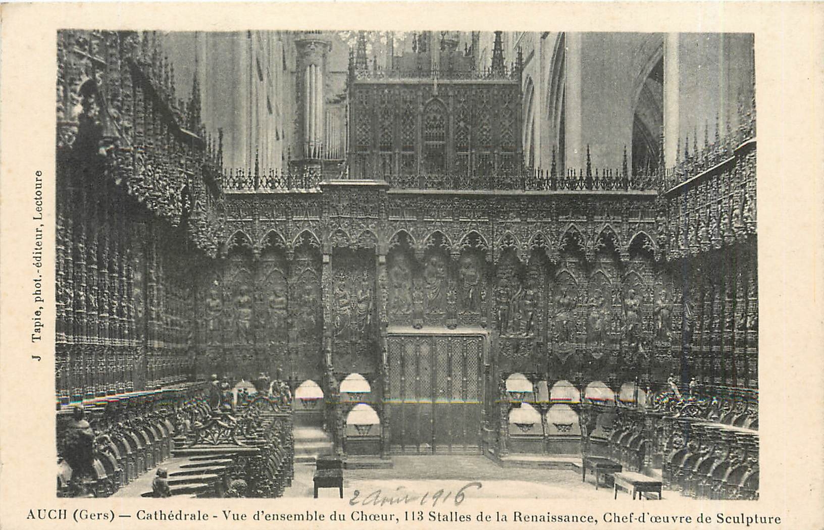 Auch (Gers) — Cathédrale - Vue d'ensemble du Chœur, 113 Stalles de la Renaissance, Chef-d'œuvre de Sculpture — J. Tapie, phot-éditeur, Lectoure