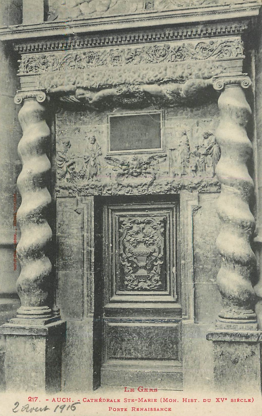 Auch - Cathédrale Ste-Marie - Porte Renaissance (Mon. Hist. du XV° siècle)